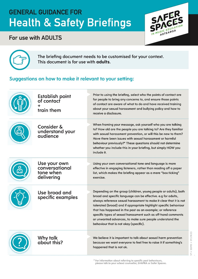 Adult Heath and Safety Briefing PDF